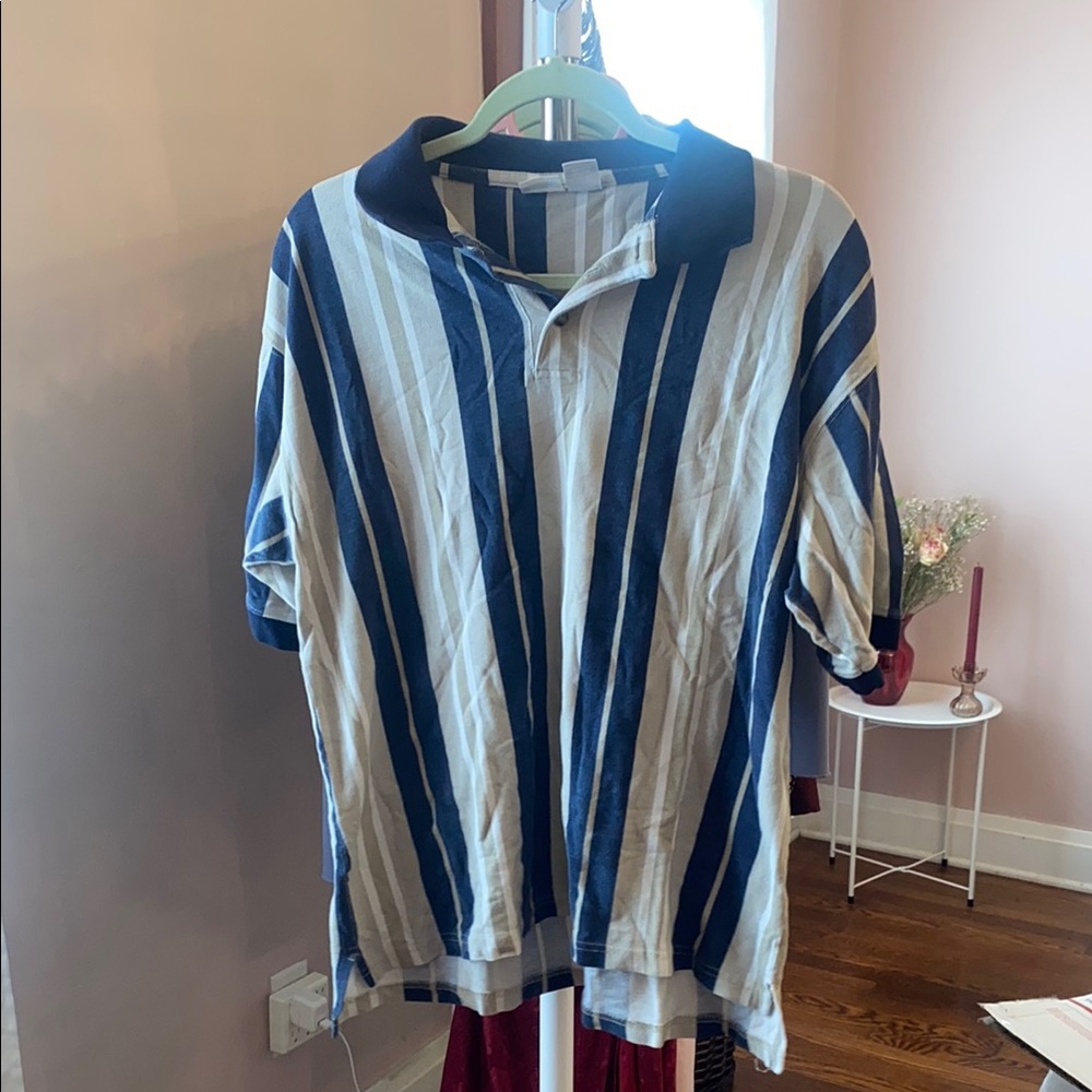 Cherokee Blue and White Striped Polo Shirt